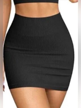 High-Waist Black Knit Pencil Skirt for Women